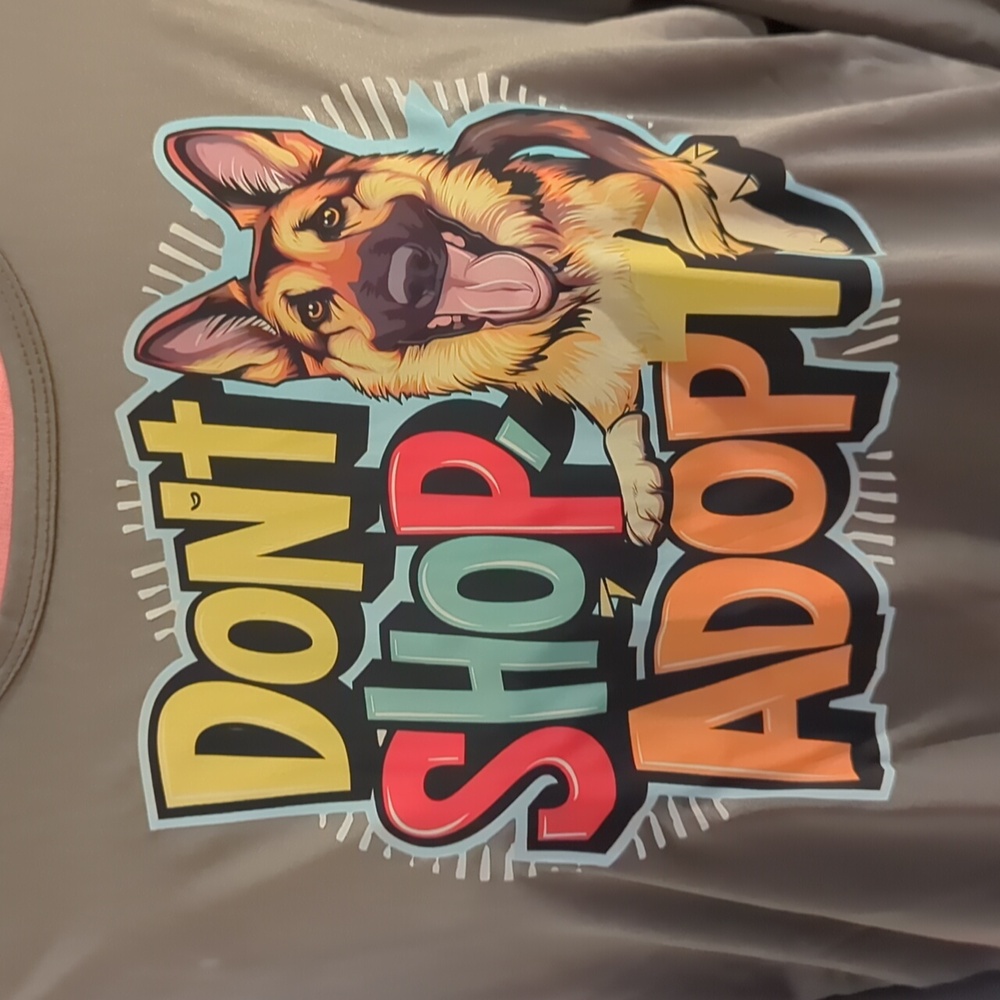 NWT 🐕‍🦺 DON'T SHOP, ADOPT! 🐕‍🦺LS Polyester Tee x PEACE GARDEN DESIGNS 🌿🕊️